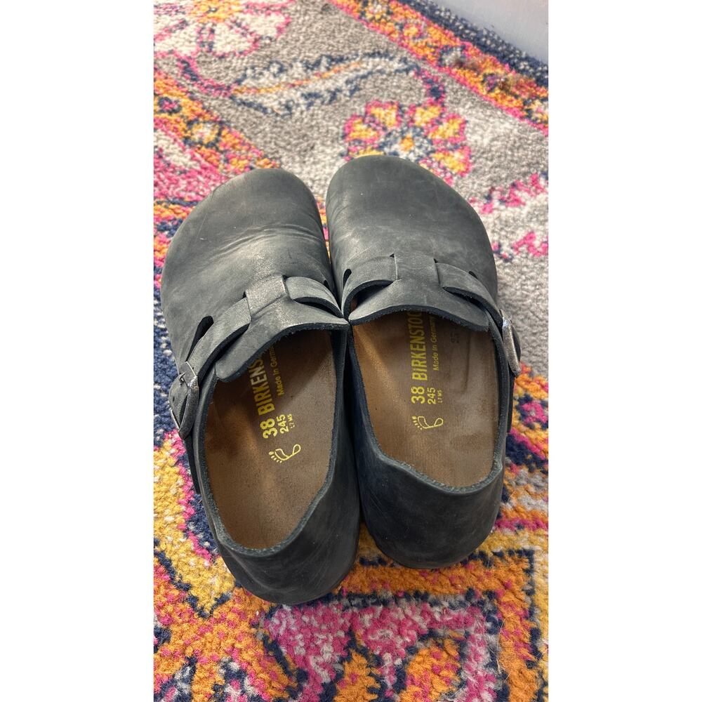 Birkenstock Boston Black Oiled Leather Clogs Shoes Women's EU 38 US 7 7.5 - Picture 6 of 8
